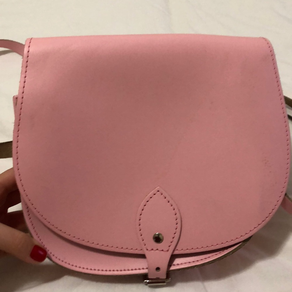 Pink leather crossbody